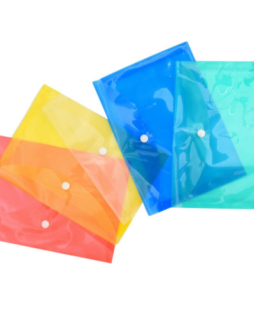 Plastic File Folder for Document Envelope Cover, Home and Office Use - Pack of 20 (Multicolour)