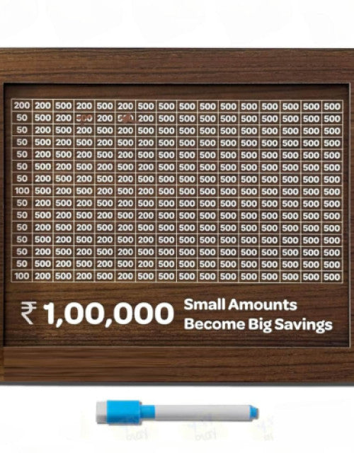 Wooden Money Piggy Bank, Money Saving Box, Gullak Rs.10000 Goal Tracker